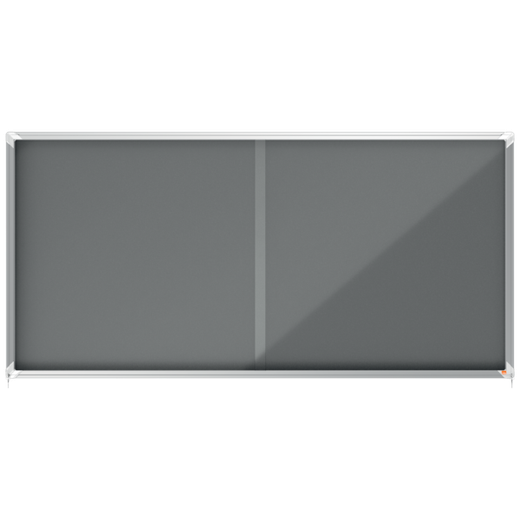 Vitrina NOBO Premium Plus de puerta corredera fondo de fieltro 27xA4 hojas, gris