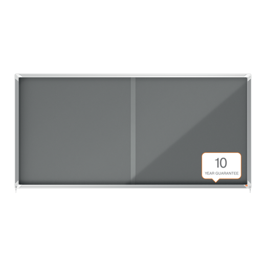 Vitrina NOBO Premium Plus de puerta corredera fondo de fieltro 27xA4 hojas, gris