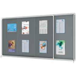 Vitrina NOBO Premium Plus de puerta corredera fondo de fieltro 27xA4 hojas, gris