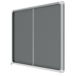 Vitrina NOBO Premium Plus de puerta corredera fondo de fieltro 27xA4 hojas, gris