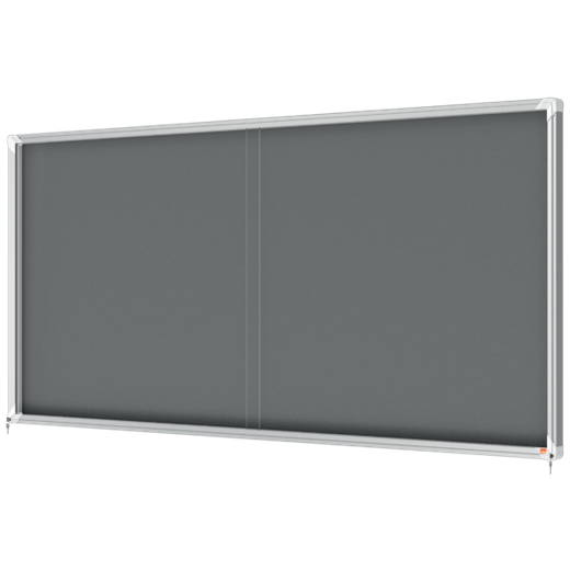 Vitrina NOBO Premium Plus de puerta corredera fondo de fieltro 27xA4 hojas, gris