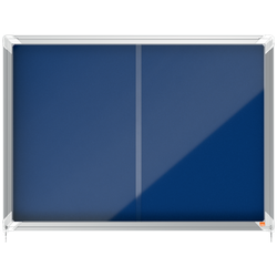 Vitrina NOBO Premium Plus de puerta corredera fondo de fieltro 8xA4 hojas, azul