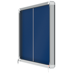 Vitrina NOBO Premium Plus de puerta corredera fondo de fieltro 8xA4 hojas, azul