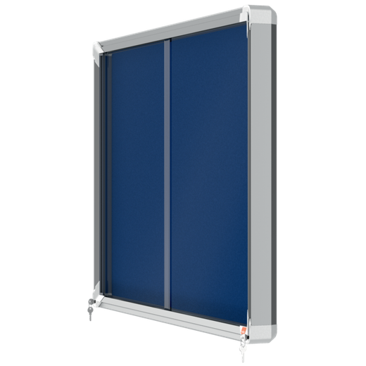 Vitrina NOBO Premium Plus de puerta corredera fondo de fieltro 8xA4 hojas, azul