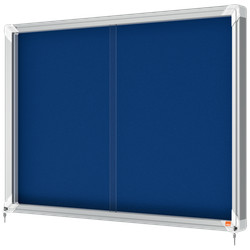 Vitrina NOBO Premium Plus de puerta corredera fondo de fieltro 8xA4 hojas, azul