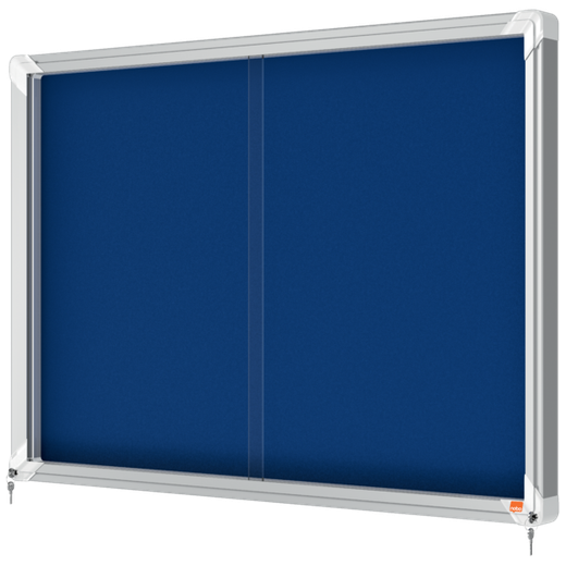 Vitrina NOBO Premium Plus de puerta corredera fondo de fieltro 8xA4 hojas, azul