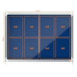 Vitrina NOBO Premium Plus de puerta corredera fondo de fieltro 8xA4 hojas, azul