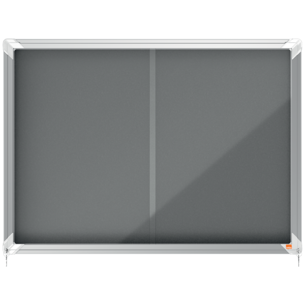 Vitrina NOBO Premium Plus de puerta corredera fondo de fieltro 8xA4 hojas, gris
