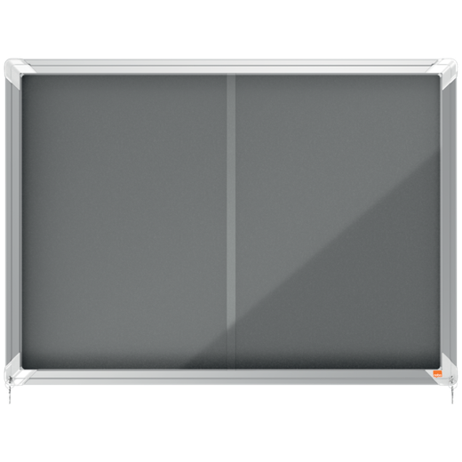 Vitrina NOBO Premium Plus de puerta corredera fondo de fieltro 8xA4 hojas, gris