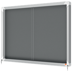 Vitrina NOBO Premium Plus de puerta corredera fondo de fieltro 8xA4 hojas, gris