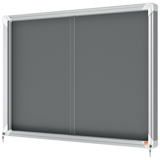 Vitrina NOBO Premium Plus de puerta corredera fondo de fieltro 8xA4 hojas, gris