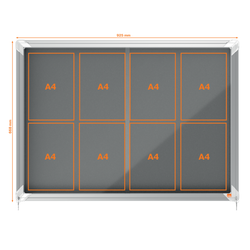 Vitrina NOBO Premium Plus de puerta corredera fondo de fieltro 8xA4 hojas, gris