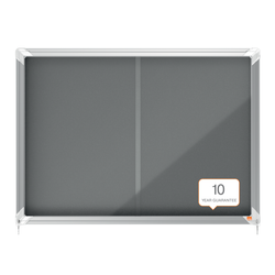 Vitrina NOBO Premium Plus de puerta corredera fondo de fieltro 8xA4 hojas, gris