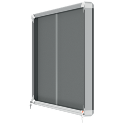 Vitrina NOBO Premium Plus de puerta corredera fondo de fieltro 8xA4 hojas, gris