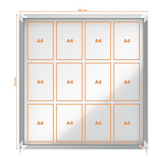 Vitrina NOBO Premium Plus de puerta corredera fondo magnético 12 x hojas A4