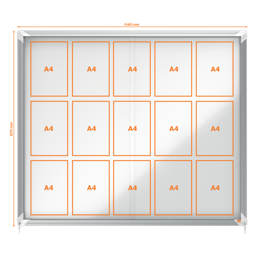 Vitrina NOBO Premium Plus de puerta corredera fondo magnético 15 x hojas A4