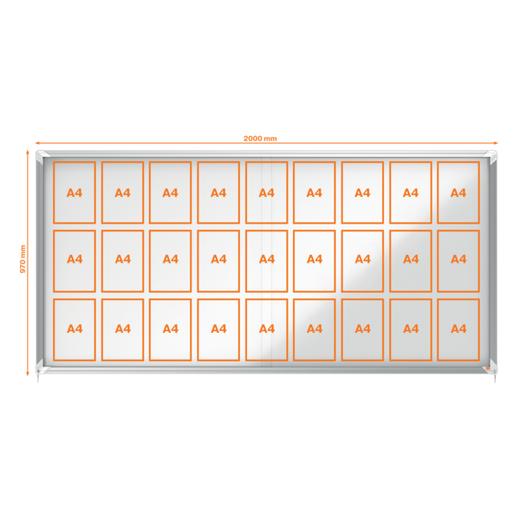 Vitrina NOBO Premium Plus de puerta corredera fondo magnético 27 x hojas A4
