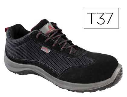 Zapatos de seguridad deltaplus asti piel de serraje afelpado suela de composite negro talla 37