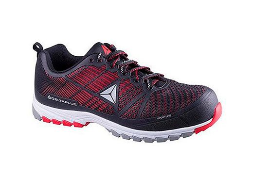 Zapatos de Seguridad Deltaplus de Poliuretano y Malla Aireada S1P Negro y Rojo Talla 40